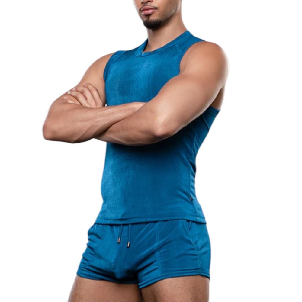 Andrew Christian Sensual Rib Muscle Tee Large Teal - Picture 4 of 7